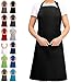 EllaTex Damen/Herren/Unisex Schürze Kochschürze Kellnerschürze Bistroschürze Küchenschürze Grillschürze Latzschürze 100% Baumwolle, Farbe:Schwarz