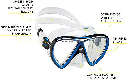 Set de snorkel para adultos CRESSI en silicona pura cómoda - Máscara y tubo semi-seco Ikarus & Orion miniatura 2
