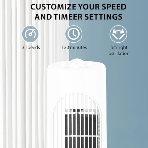 Holywarm 29 Inch Tower Fan | 20dB Quiet Floor Fans Standing Bladeless Fan, 3 Modes, 3 Speeds, 7.5H Timer | 90° Oscillating Fans for Bedroom, Home, Office (White) - Image 3