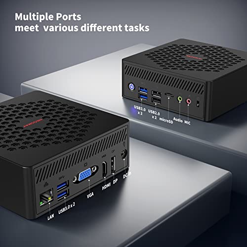 Fanless Mini Pc Windows 11 Pro, Intel 10Nm Celeron Cpu N5105 Processor Micro Computer Max 2.9Ghz 8Gb Ddr4 256Gb M.2 Ssd, Usb X 6 / Wifi Ax/Hdmi Dp Vga Triple Display/Vesa Mount, Gigabit Ethernet #TOP4
