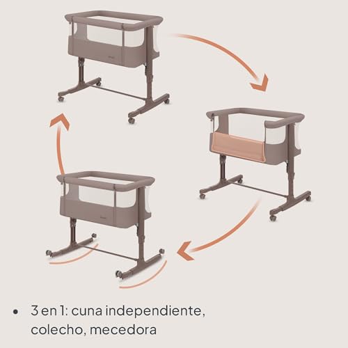 Miniatura 2 de Lionelo Aurora Cuna 3 En 1 Hasta 9 Kg, Cuna De Colecho, Cama Mecedora, Ajuste De Altura E Inclinación Del Colchón, 4 Ruedas Con Freno, Colchón Ergonómico, Bolsa