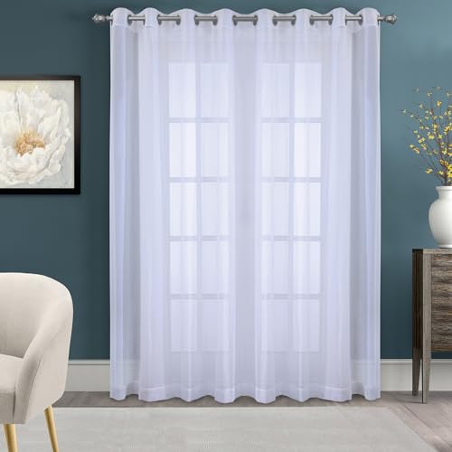 Loft Living Crystal Sheer Grommet Indoor Curtain 112 x 95 in White
