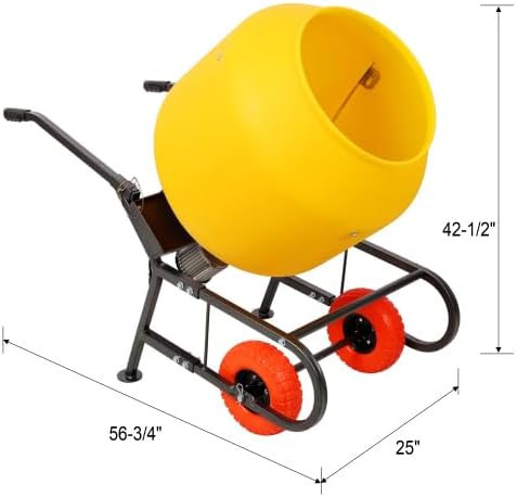 【LuckyNote】6 CUFT/170L Portable Electric Poly Drum Concrete Mixer, Heavy Duty Power Cement Mixing Machine for Mortar, Stucco, 115V/60HZ