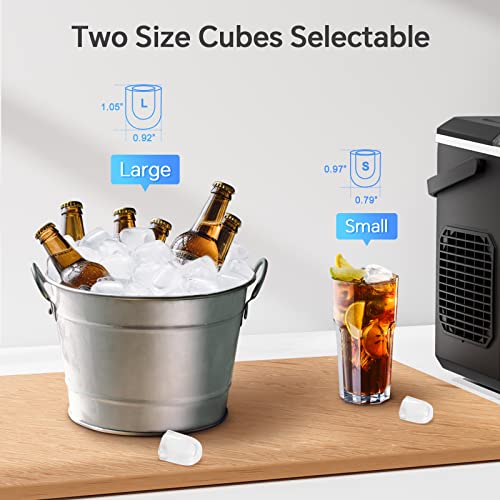 Crzoe Ice Makers Countertop, Ice Machine With Handle, 26Lbs In 24Hrs, 9 Cubes Ready In 6 Mins, Self-Cleaning Portable Ice Maker, 2 Sizes Of Bullet Ice Cubes For Home And Office #TOP3