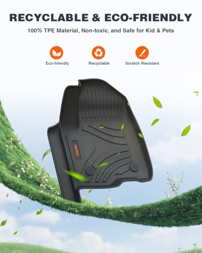 Image of Front Floor Mats for 2019-2026 Chevrolet Silverado /GMC Sierra 1500 & 2020-2026 2500HD /3500HD Crew Cab /Double Cab, All-Weather TPE Custom Fit Floor Liners, 1st Row Only