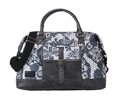 Mona B Large Western Inspired Canvas Duffle Bag for Women | Zipper Tote Bag | Stylish Vintage Shoulder Bags Women (Grey)