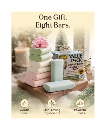 Amish Farms Soap Value Pack– 8 Easy-to-Grip Hydrating Bars (5 oz Each, 2.5 lb) | Cold-Process, USA Made for Sensitive Skin, Face, Hair & Body | Gentle Clean Scent Original Recipe – Tin Tub Collection - Image 3