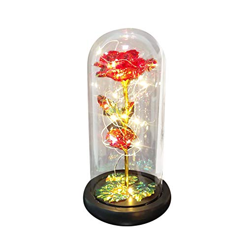 Flor de Hoja Dorada Rosa Artificial Brillante con Luz LED, Muy Adecuada...