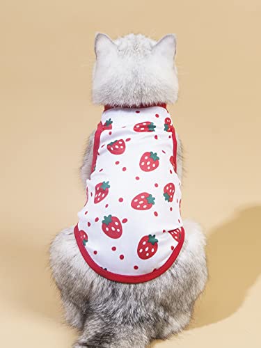 Qwinee Cute Dog Tank Top Fruit Strawberry Print Cat Puppy Shirt Breathable Lightweight Pet Vest Small Medium Large Dogs Cats Kitten Clothes Red Xxs #TOP1