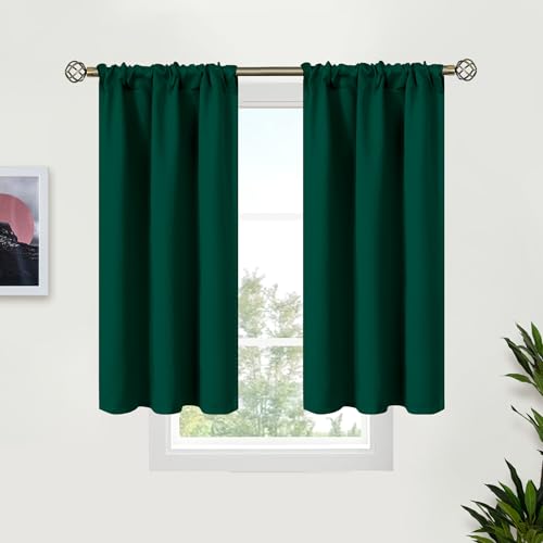 BGment Emerald Green Blackout Curtains 34 x 40 Inch Length