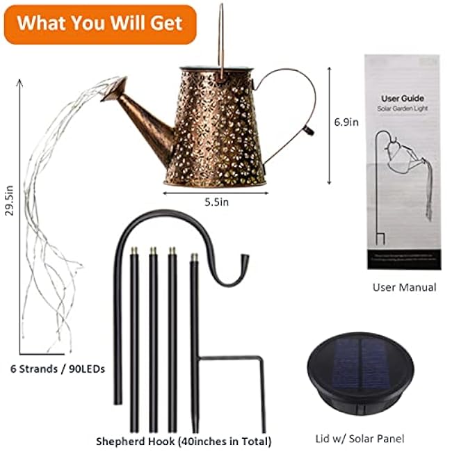 Solar Watering Can Lights,Solar Lights Outdoor Garden Decor,Large Hanging IP65 Waterproof Solar Lantern Landscape Lights Outside Decor for Garden Yard Pathway for Holiday-Festival