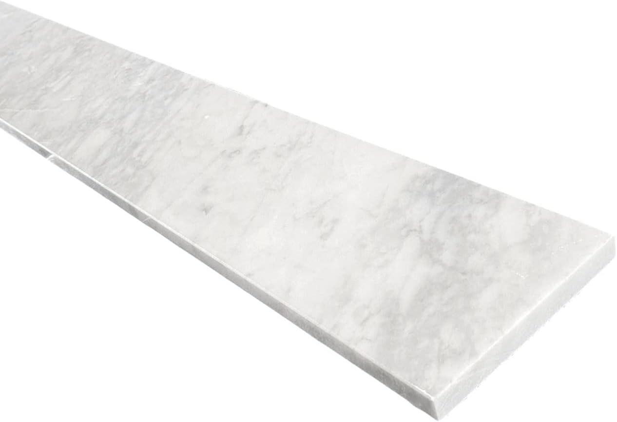Tenedos Carrara Marble Threshold Tile (Marble Saddle) Honed Finish for Shower Curb, Doorway Floor Transition, Bathroom Vanity Backsplash, Window Sill, Custom Length and Width (Thickness: 0.75 inches)