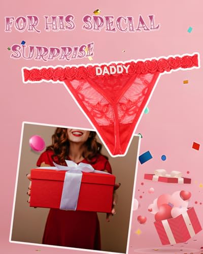Image of Sexy Underwear for Women Lace Panties Sexy Thong with Funny Rhinestone Letters for Couple Gifts