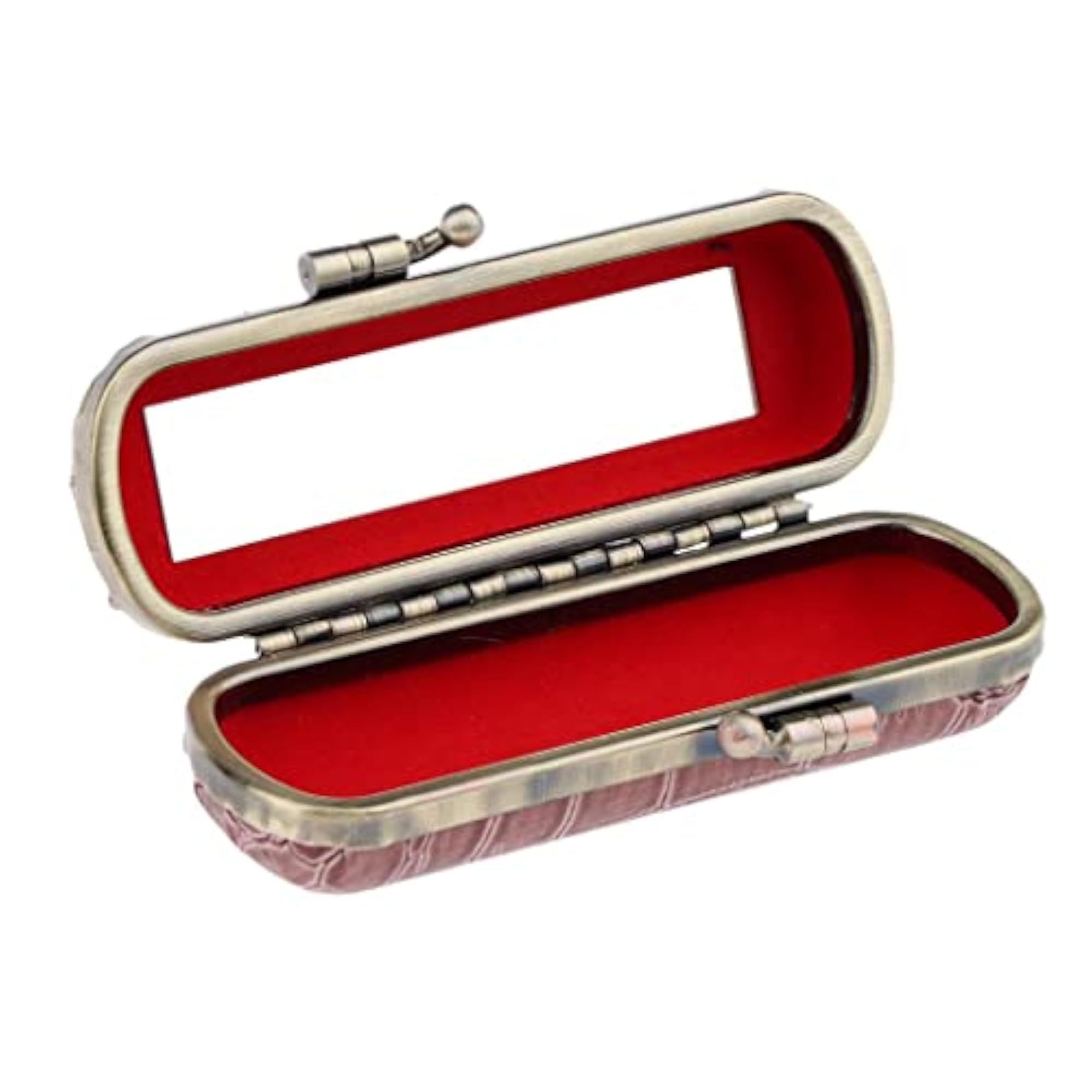 Cracked Stone Leather Lipstick Case with Mirror, Brown