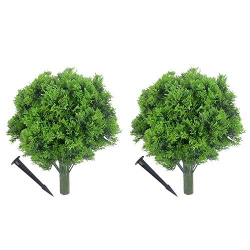 JTLB Árbol Topiario de Ciprés Artificial, Arbusto de Ciprés Sintético Realista de 17,8 Pulgadas, Vegetación Resistente a la Intemperie para Jardines, Oficinas, Balcones, Adecuado