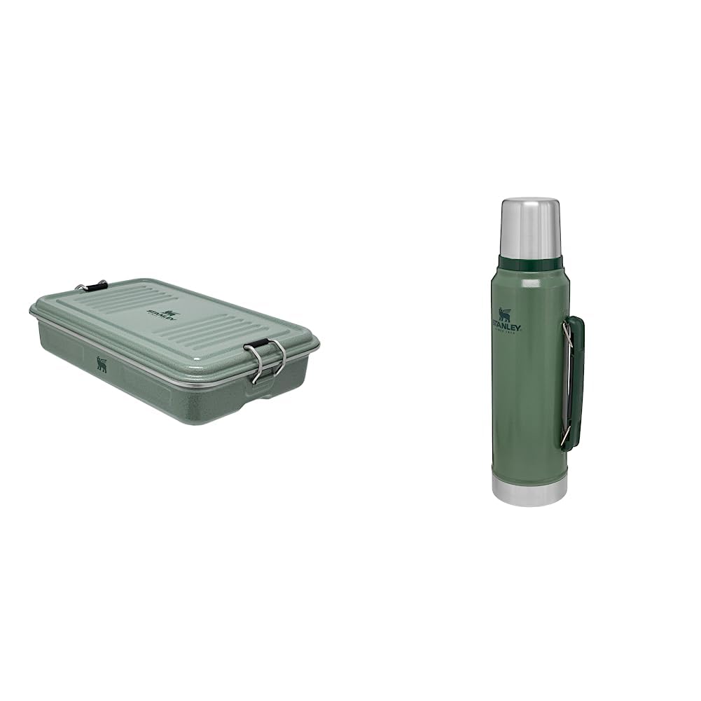 STANLEY The Useful Classic Box 1.2L / 1.25QT, Apto para Lavavajillas, Fiambrera de Acero Inoxidable Classic Legendary Botella Termica 1 Litro Hammertone Green, Termo Café