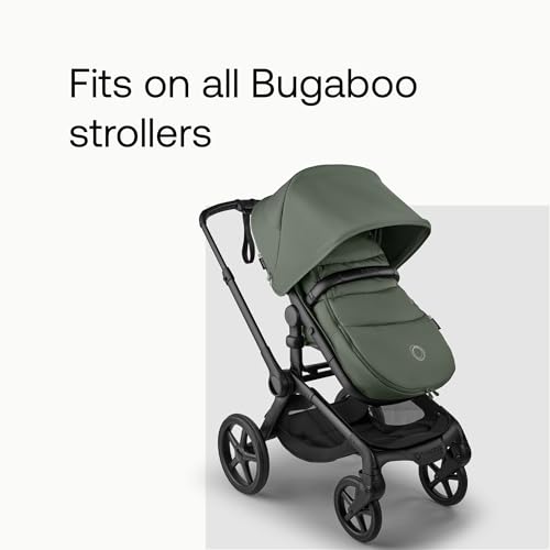 Image of Bugaboo All-Season Footmuff - Weatherproof, Breathable & Water-Repellent Toddler Footmuff with Removable Insert, Reflective Details, Two-Way Zipper, Fits All Bugaboo Strollers - Forest Green | Soft fleece lining, breathable materials, weatherproof protection, two-way zipper, reflective details, Forest Green