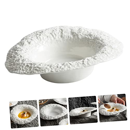 Assiette céramique effet roche profond chapeau de paille