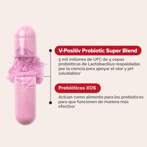 O Positiv URO - Probióticos vaginales para mujeres, equilibrio de pH con prebióticos y Lactobacillus, suplemento de salud vaginal, promueve el olor y la flora vaginales saludables, 60 unidades
