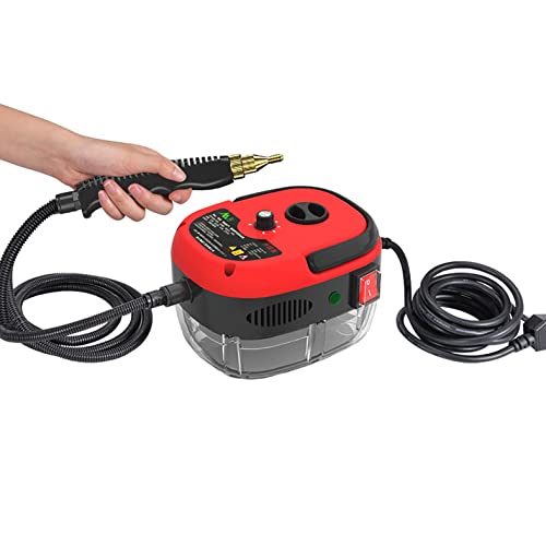 Limpiador a vapor de alta presión, 2500 W, máquina de limpieza a vapor portátil automática, adecuada para muebles de cocina, baño, ventanas, automóviles (rojo)