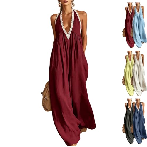 Overol de lino para mujer ideal para tus vacaciones de playa en estilo bohemio