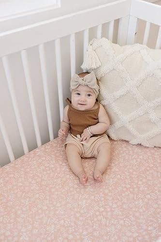 Wildflower Muslin Crib Sheet By Mebie Baby, Soft And Breathable Bed Sheets For Babies, Modern Neutral Bedding For Cribs, Standard Crib Mattress Fitted Sheet, Great For Boy Or Girl Room Or Nursery #TOP1