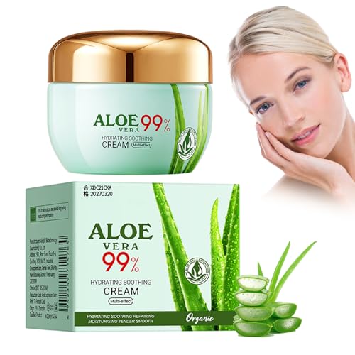 Feuchtigkeitspendende Beruhigungscreme, Feuchtigkeitscreme Mit Aloe-Vera-Extrakt, Facial Cream, Spendet Feuchtigkeit, Nährt, Hellt den Hautton auf und Mildert das Erscheinungsbild Feiner Linien