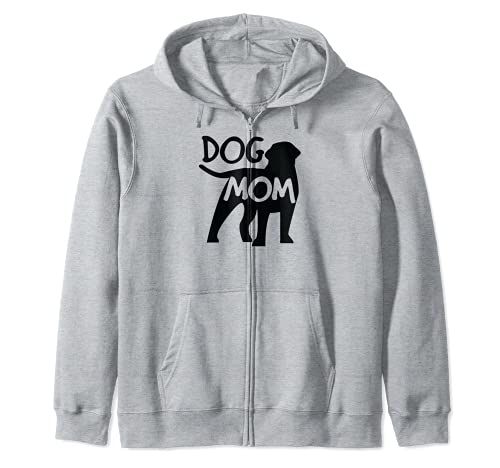 Best Dog Mom Woman Doggy Bark Bone Mothers Day Canine Puppy Zip Hoodie, Grey