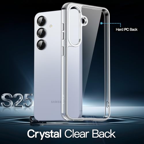 Image of JETech Cover Case for Samsung Galaxy S25 5G, Non-Yellowing Shockproof Bumper Protective Phone Cover, Anti-Scratch Hard PC Back (Clear)