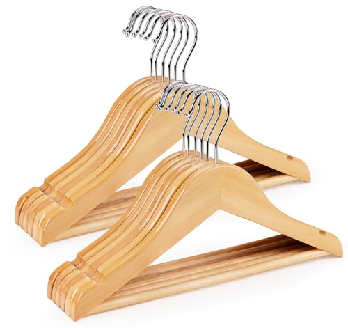 {Perchas Ropa Muñecas para Colgar Pantalones Perchas Ropa Homewit Perchas de Madera para Niños, Juego de 12 Perchas de Madera para Bebé con muescas antideslizantes y barra de...