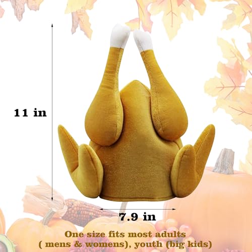 Shrdaepe 3PCS Turkey Hats, Thanksgiving Novelty Roasted Dress Up Hats, Halloween Costume Funny Hat for Christmas Holiday Party Favor Supplies