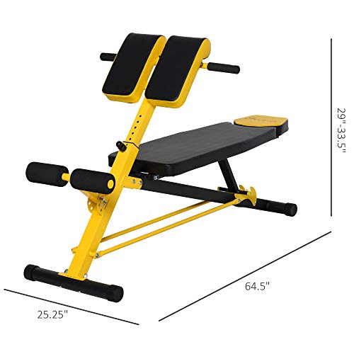 Soozier Folding Adjustable Hyper Extension Bench Roman Chair Dumbbell Weight Ab Multifunction Workout Press