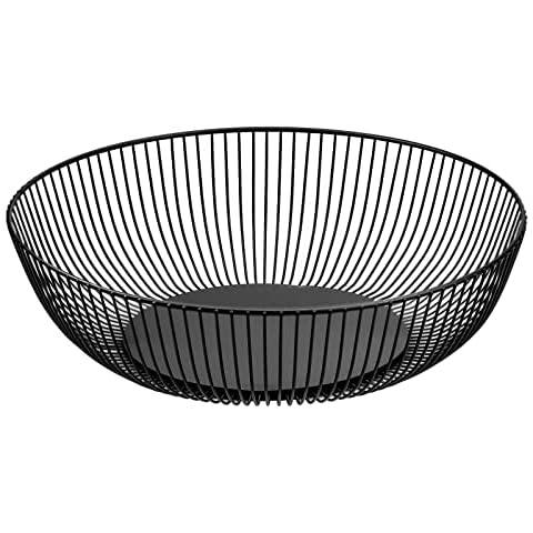 XIALINBUY Obstschalen Metalldraht Schwarz 27.5x9 cm Obstschale Schwarz Obstkorb aus Metall Abgerundetes-Design Durchbrochener Aufbewahrung Cover