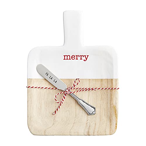Mud Pie Christmas Mini Board Set, Merry, Board 9" X 6 1/2" | Spreader 5 1/2" #TOP28