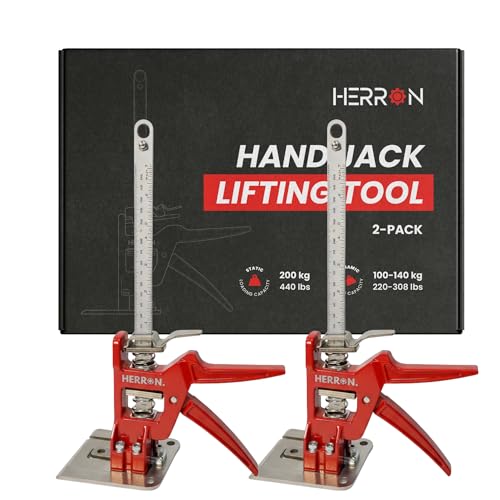 Herron 2-Pack Hand Lifting Tool Cabinet Lifter, Labor Saving Arm with Measuring Scale, 440 lbs Load Capacity, 6 in Lift Height, Furniture Lifter, Quick Lift Tool, Construction Jack