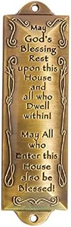 1 X Bless This House Brass Mezuzah with Hebrew Parchment in Gift Box & Placement Guide by Unbranded