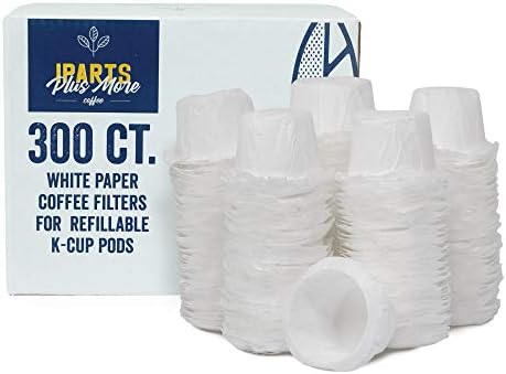 iPartsPlusMore White Paper Coffee Filters Inserts for Reusable Pods - Disposable Paper Liners Universally Compatible with Single Serve Keurig K Cup Filters Alternative to Plastic (300 Ct)