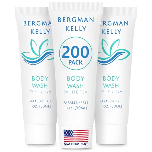 BERGMAN KELLY - Travel Size Hotel Body Wash - 1 fl oz, 200 PK, White Tea