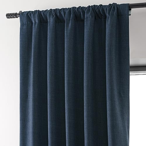 HPD HALF PRICE DRAPES Solid Thermal Insulated Blackout Curtains for Bedroom 50 X 96 Signature Linen Window Treatment Curtain (1 Panel), FLCH-FMBO20103-96, Voyager Blue, 50W x 96L by HPD Half Price Drapes - Image 7