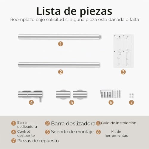 Miniatura 9 de Kes Barra Ducha Grifo Barra De Ducha Acero Inoxidable 18 8 Barra Soporte Ducha Con Soporte Alcachofa Ducha 78cm Ajustable Pared Pulido, F209s78-Ps