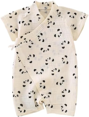 BINIDUCKLING Baby Kimono Cotton Muslin Romper Clothes Newborn - 24 Months