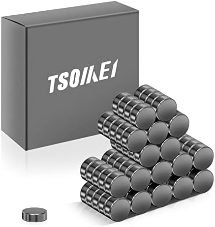 TSOMEI Refrigerator Magnets, Tiny Strong Rare Earth Magnets, Small Round Neodymium Magnets, Magnets for Crafts, Fridge, Whiteboard, DIY, Photo, Office, 5mm×2mm, Pack of 88, Bright Black