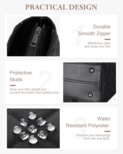 VASCHY Quilted Laptop Tote Bag for Women, Medium Puffer Work Shoulder Bag Purse4