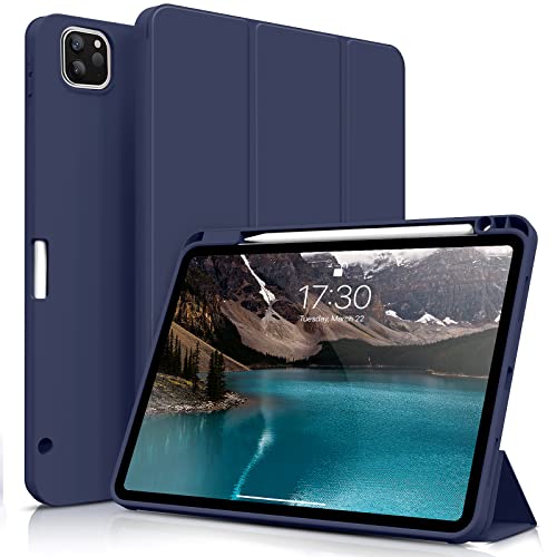 ZOYU Case for 11 inch iPad Pro 4th/3rd Generation 2022/2021, Trifold Stand Protective Case with Pencil Holder, Auto Sleep/Wake, Soft Slim TPU Back Cover, for iPad 11" Pro 2nd 1st Gen 2020 2018 - Navy