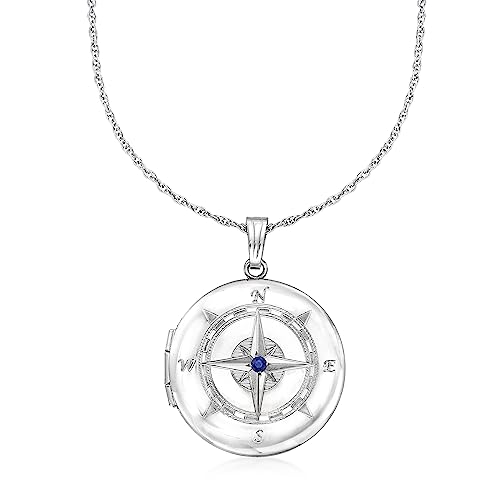 Ross-Simons-Sterling-Silver-Compass-Locket-Necklace-With-Sapphire-Accent