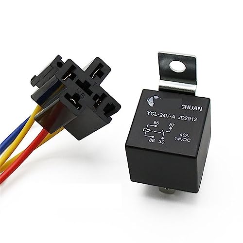 Relé for coche 24V 4P de 40A con cables negro y rojo de cobre puro