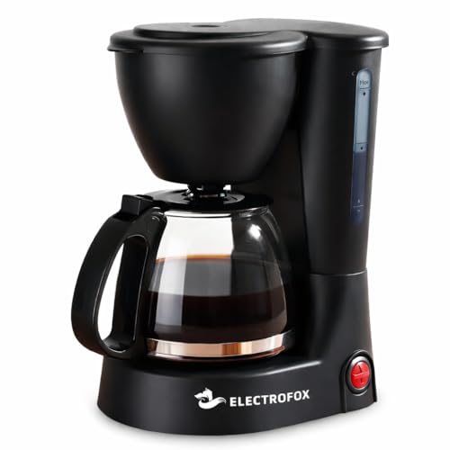 Image of Electrofox CafePrime Coffee Machine for Home | 650W | CafePrime 6 Cups at a Time | Anti-Drip System | Keep Warm Plate | Borosilicate Glass Carafe | Compact Design | 1-Year Warranty