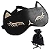 dressfan Antifaz para Dormir Seda Máscara para Dormir Gato Material de sombreado Relleno,Anti-luz Viaje Portátil Máscara para Los Ojos con Correa Elástica Mujer,Negro