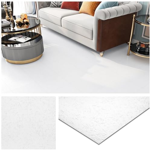 Image of Livelynine White Peel and Stick Floor Tile Waterproof Bathroom Flooring Self Adhesive Vinyl Floor Tiles for Kitchen White Vinyl Flooring Sheet Renter Friendly Laminate Flooring Linoleum 4-Pack 12x12