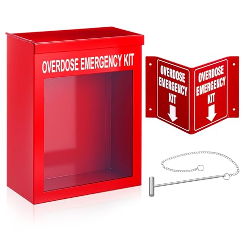 Image of Zonon Naloxone Overdose Kit Locking Cabinet Wall Mountable and Sign Bundle Break in Case of Emergency Box Opioid Overdose with Acrylic Window 7 1/4 x 9 1/8 x 3 5/8 Inches Medication Not Included